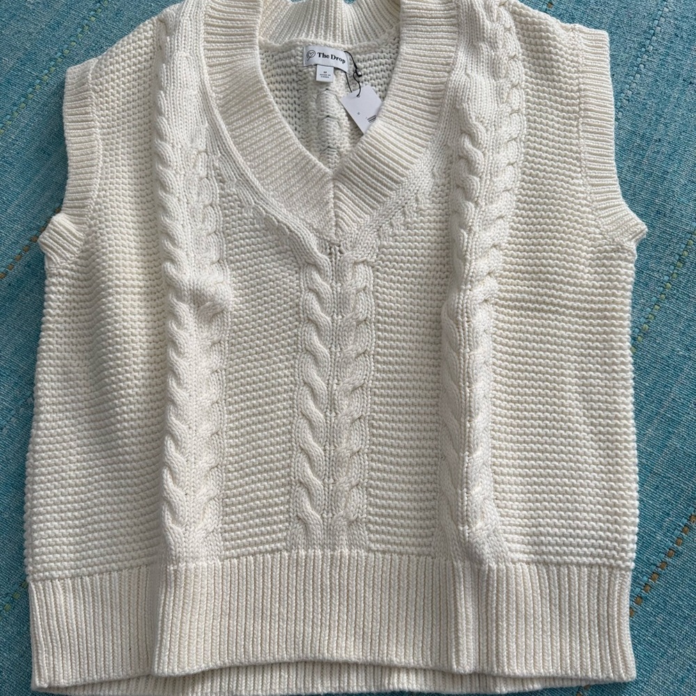 The Drop Women's Cream Cable Knit Sweater Vest